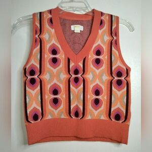 Maeve Anthropologie (Sz XS) Multicolored V-Neck Sleeveless Stretch Sweater Vest